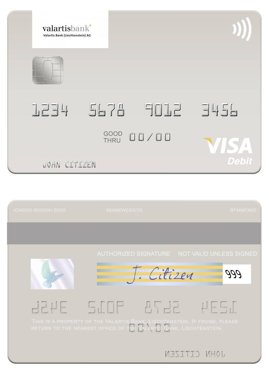 Liechtenstein Valartis Bank visa debit card